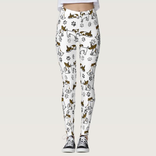 Witte hond Cartoon Leggings (Voorkant)