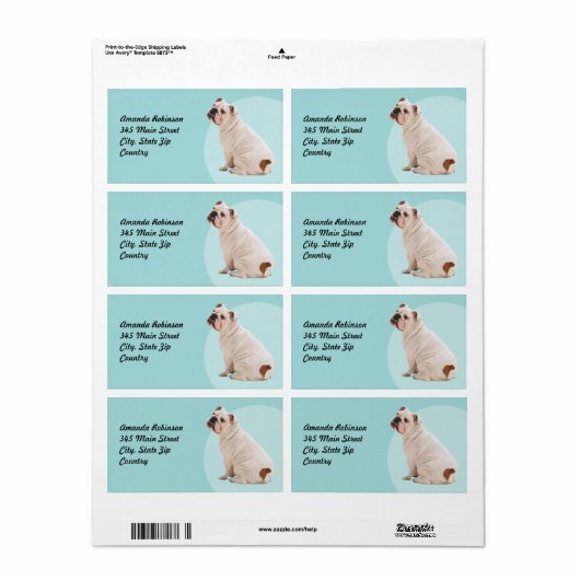 Witte hond etiket (Full Sheet)