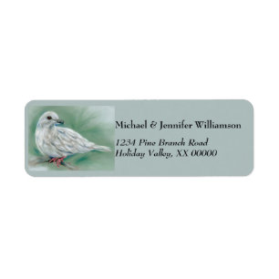 Witte hond in de pine kerst etiket