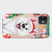 Witte hond in kerstmuts Case-Mate iPhone case (Achterkant (horizontaal))