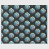 Witte hond met JOY op aarde Cadeaupapier (Vlak)