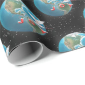 Witte hond met JOY op aarde Cadeaupapier (Rol Hoek)