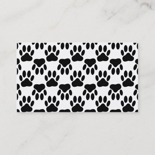 Witte Hond Paw Print op zwart Custom Visitekaartje (Achterkant)