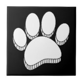 Witte Hond Pawprint Hand getrokken Custom Tegeltje (Voorkant)