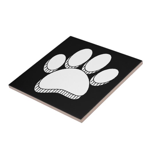 Witte Hond Pawprint Hand getrokken Custom Tegeltje (Zijkant)