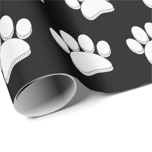 Witte Hond Poot Print Hand getrokken Custom Cadeaupapier (Rol Hoek)