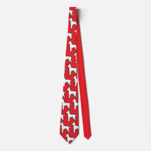 Witte Hond Rood Stropdas