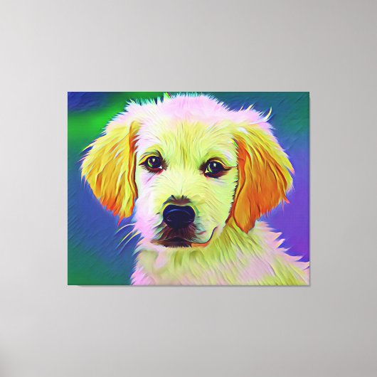 Witte hond schilderij kunstwerk canvas afdruk (Voorkant)