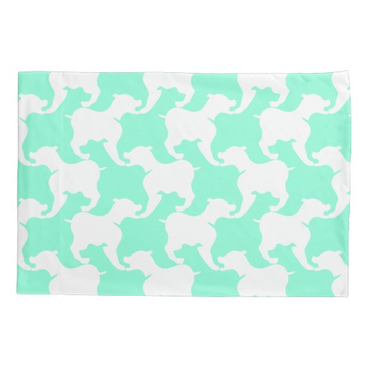 Witte hond van de Faux Houndstooth Kies Kleur Kuss Kussensloop (Achterkant)