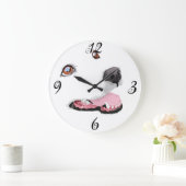 Witte hond wandklok grote klok (Huis)