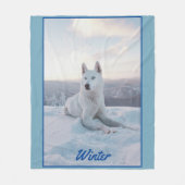 Witte hondje in de sneeuw fleece deken (Voorkant)