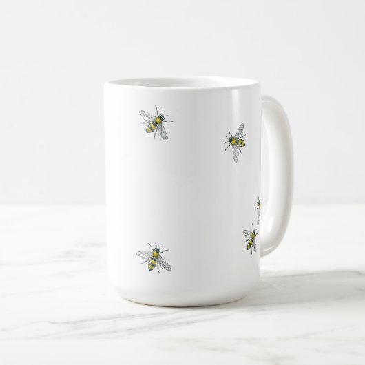 Witte Honeybee Mok (Voorkant rechts)