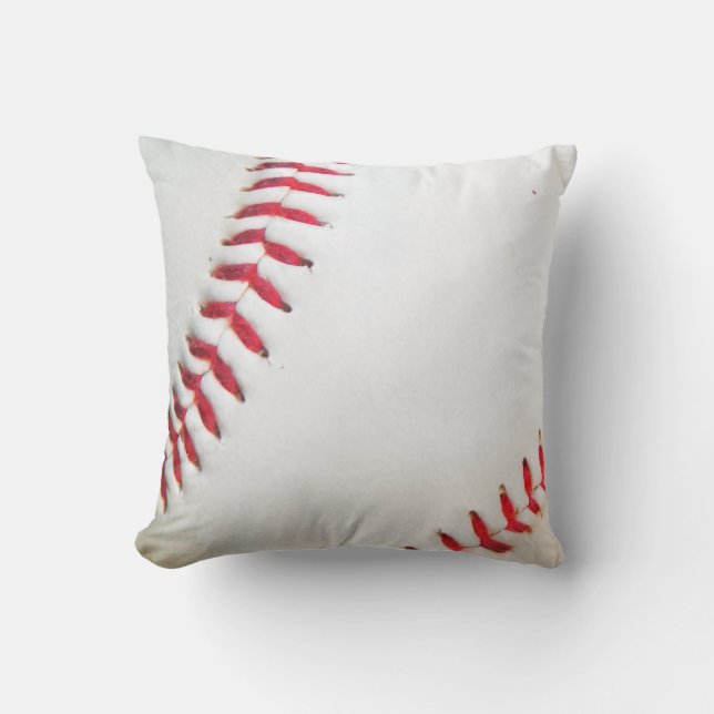 Witte honkbal met rode stiksels kussen (Voorkant)