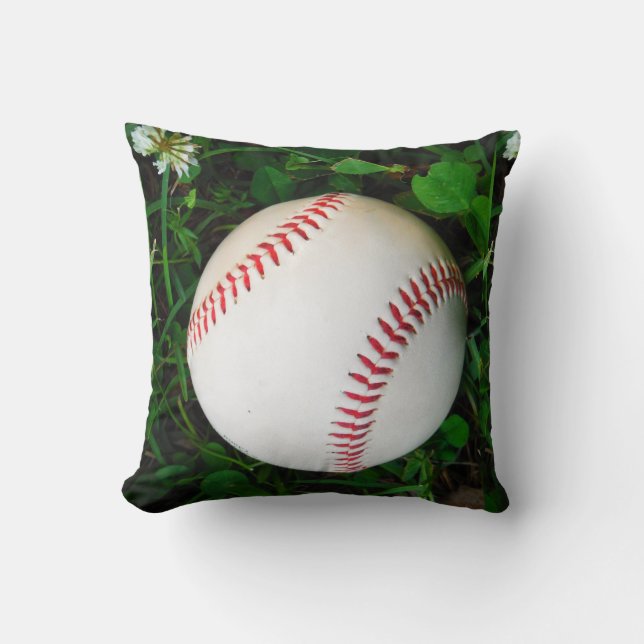 Witte honkbal met rode stiksels kussen (Voorkant)