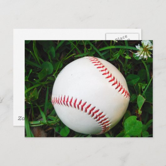 Witte honkbal met rood getikt briefkaart (Voorkant / Achterkant)