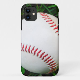 Witte honkbal met rood getikt iPhone 11 hoesje