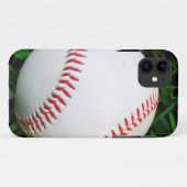 Witte honkbal met rood getikt Case-Mate iPhone case (Achterkant (horizontaal))