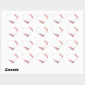 Witte honkbal met rood getikt hart sticker (Vel)