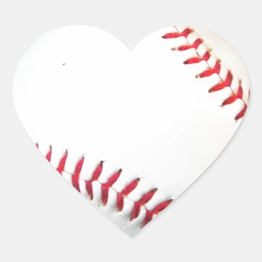 Witte honkbal met rood getikt hart sticker (Voorkant)