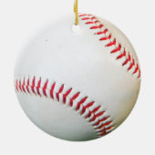 Witte honkbal met rood getikt keramisch ornament (Achterkant)