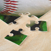 Witte honkbal met rood getikt legpuzzel (Zijkant)