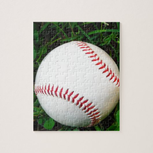 Witte honkbal met rood getikt legpuzzel (Verticaal)