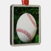 Witte honkbal met rood getikt metalen ornament (Rechts)