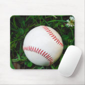 Witte honkbal met rood getikt muismat (Met muis)