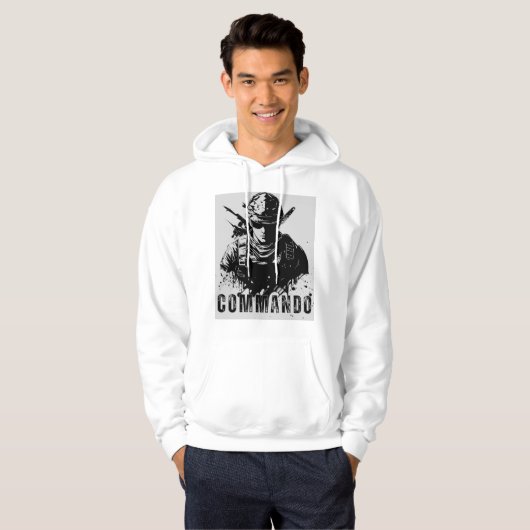 Witte Hoodie in Commando-stijl – Vet en strak desi (Voorkant volledig)