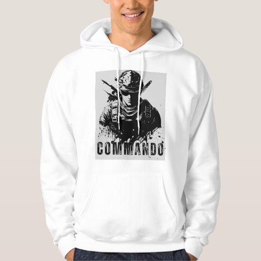 Witte Hoodie in Commando-stijl – Vet en strak desi (Voorkant)