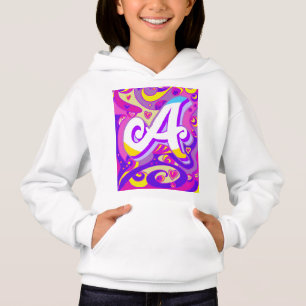 Witte hoodie voor meisjes met letter A ontwerp