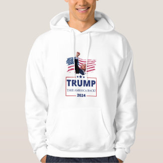Witte hoodie wat President Trump vecht logo