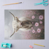 Witte Hoogland Koe Roze Wildflowers Decoupage Tissuepapier (Craft)