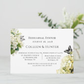 Witte Hortensia Bloem Vlinder Proefdinermaal Kaart (Staand voorkant)