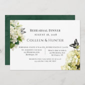 Witte Hortensia Bloem Vlinder Proefdinermaal Kaart (Voorkant / Achterkant)