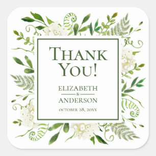 Witte Hortensia Bloemen Bruiloft Bedankt Vierkante Sticker
