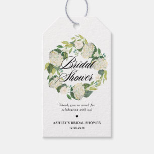 Witte Hortensia Bloemenkrans Bruidsmeisjesfeest Cadeaulabel
