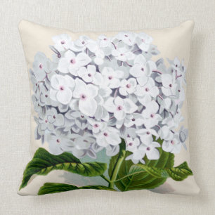 Witte Hortensia Botanische Print Kussen
