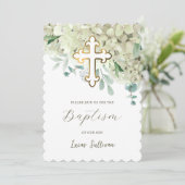 Witte hortensia doop kaart (Staand voorkant)