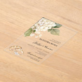 Witte Hortensia met ring Spaanse bruiloft Acryl Uitnodigingen (Laagn)
