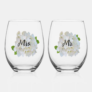 Witte Hortensia Mijnheer en Mevrouw Steelloos Wijn Wijnglas Zonder Voet