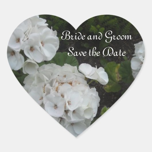 Witte Hortensia Save the Date Hart Sticker (Voorkant)