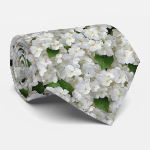 Witte Hortensia Tuinpatroon Stropdas
