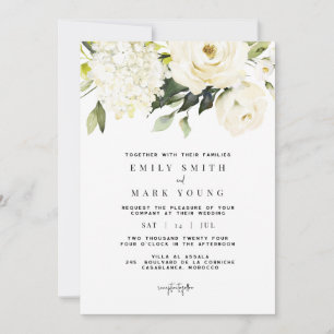 Witte hortensia White Floral uitnodiging