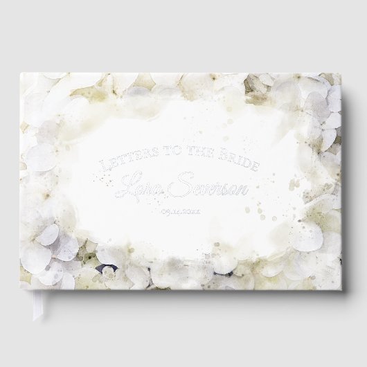 Witte Hortensia's Aquarel Brieven aan de Bruid Gastenboek (Voorkant)