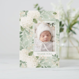 Witte Hortensia's Vintage Baby Bedankt