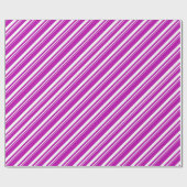 Witte Hot Pink Candy Cane Stripe Vakantie Cadeaupapier (Vlak)