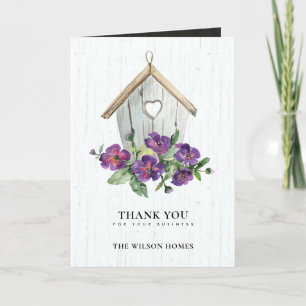 WITTE HOUDEN FLORAL BIRDHOUSE REALTOR REAL ESTAET BEDANKKAART