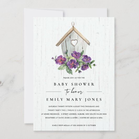 WITTE HOUDEN RUSTISCHE VLOERBAAR BABY SHOWER KAART (Voorkant)
