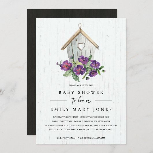 WITTE HOUDEN RUSTISCHE VLOERBAAR BABY SHOWER KAART (Voorkant / Achterkant)